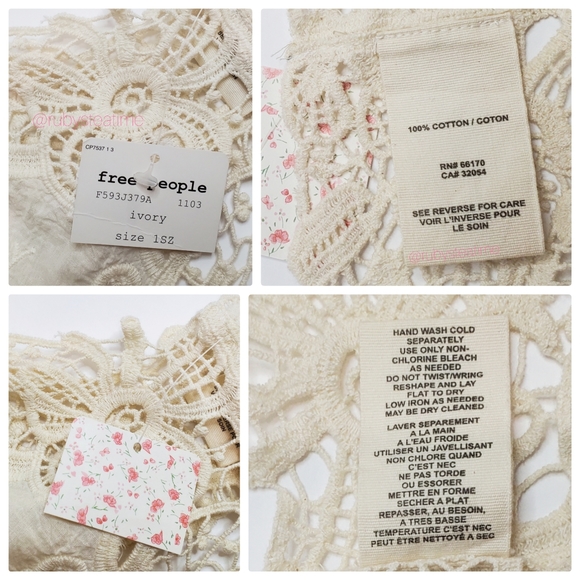 FREE PEOPLE Boho Ivory Crochet Lace Long Vest, Gypsy, Vintage Look, New with Tag - Picture 7 of 7